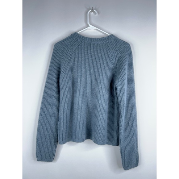 Quince Mongolian Cashmere Fisherman Crewneck Sweater Dusty Blue Scandi Minimal - Picture 4 of 10